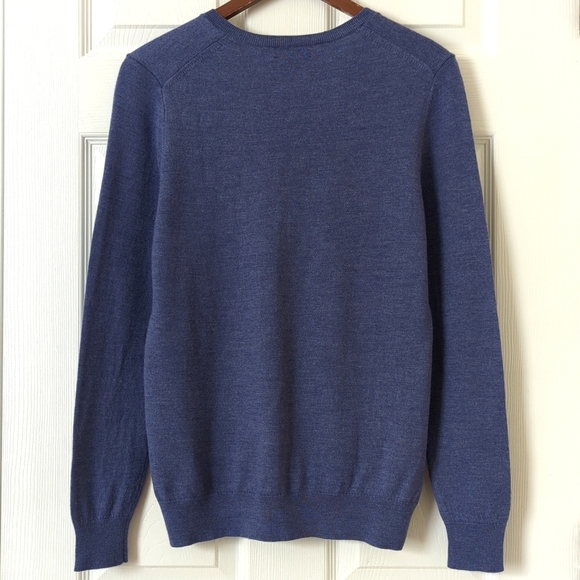 Lord & Taylor Classic 100% Extra Fine Merino Wool V-neck Sweater Purple Large - Picture 9 of 10